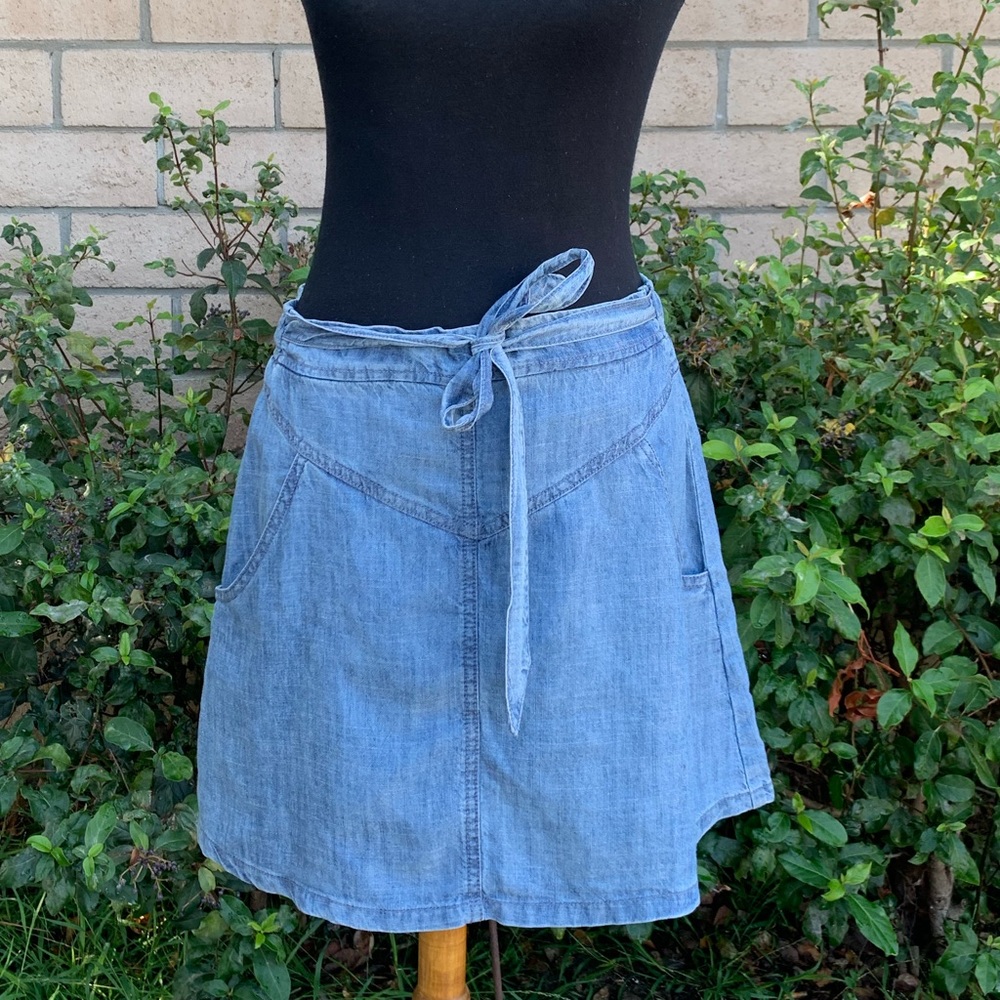 Michael Stars Tie Front Denim Tencil Skirt